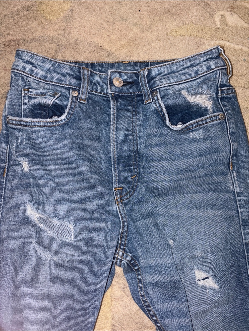 H&M brand High-Rise Distressed Vintage Skinny